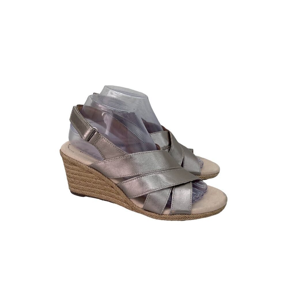 Clarks Lafley Krissy Ankle Strap Wedge Espadrille Sandals Shoes Womens sz 8.5 M